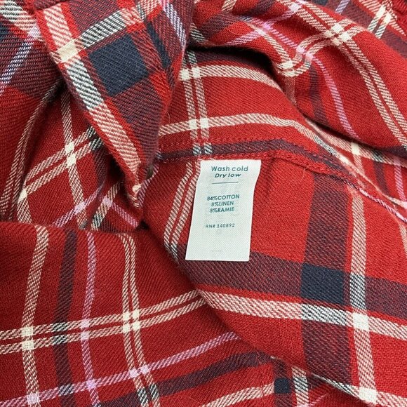 Marine Layer Abby Button Down Shirt Red Plaid Size S Long Sleeve Collared - Picture 7 of 8